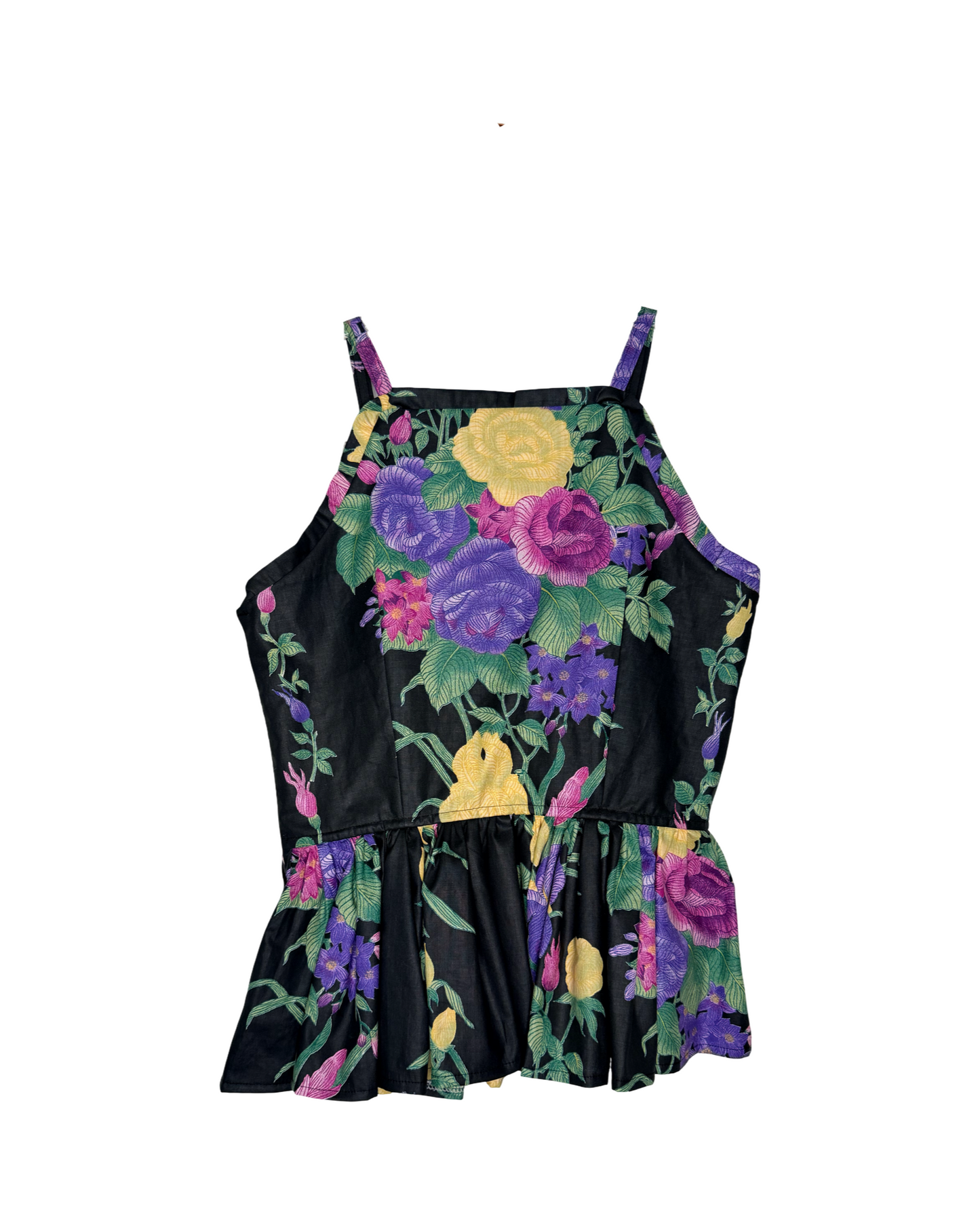 Moira Flounce Peplum Top in Glazed Black Chintz