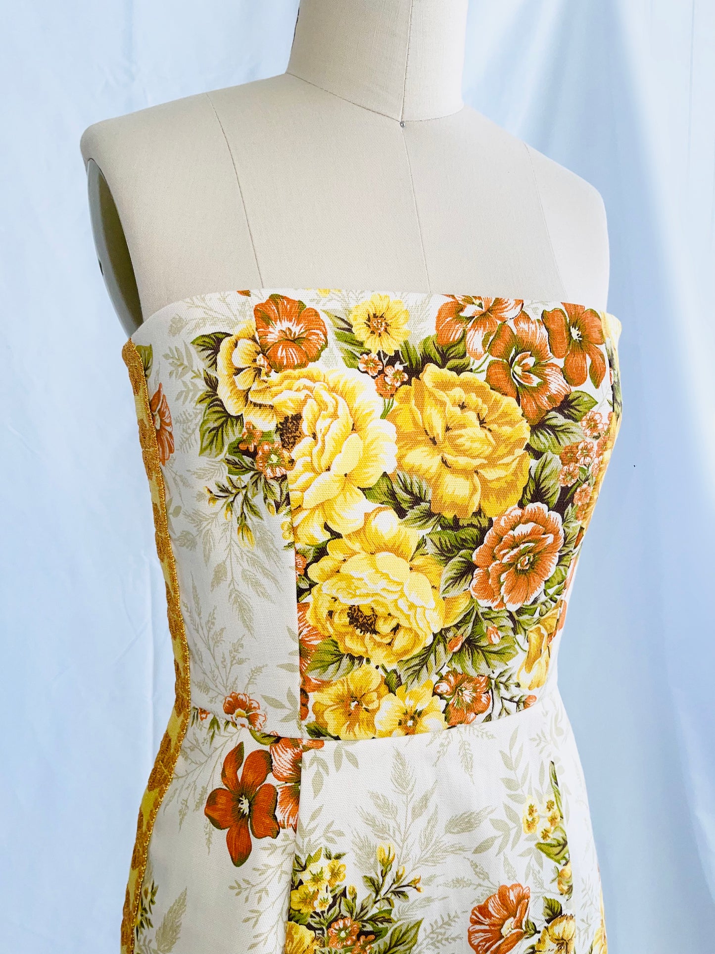 Retro Floral Tapestry Mini Dress
