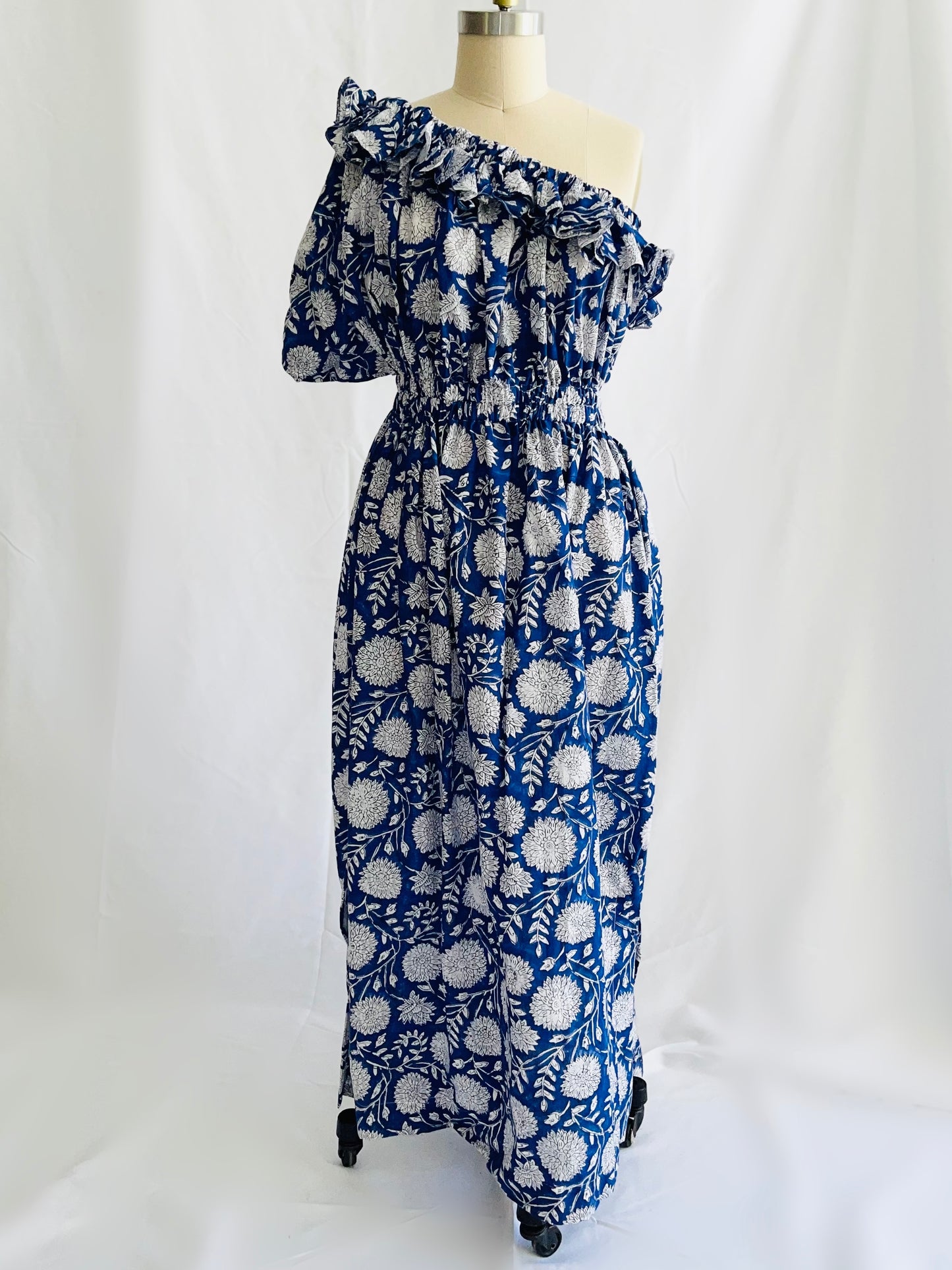 One Shoulder Ruffle Maxi Dress