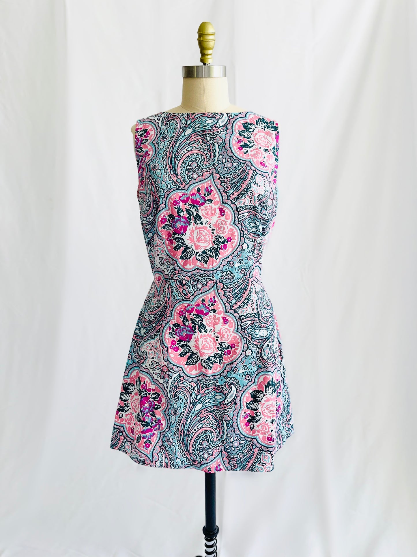 Paisley Swirl Apron Tie Back Dress