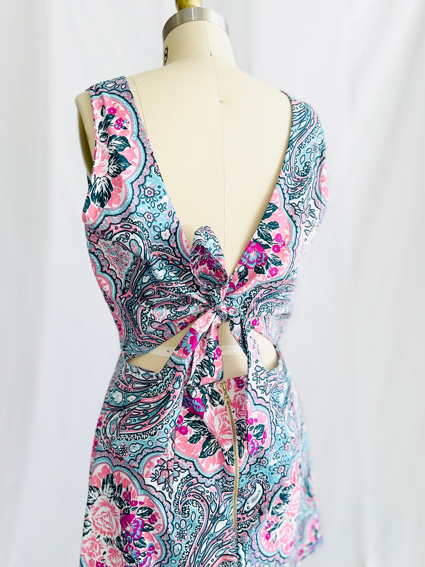 Paisley Swirl Apron Tie Back Dress