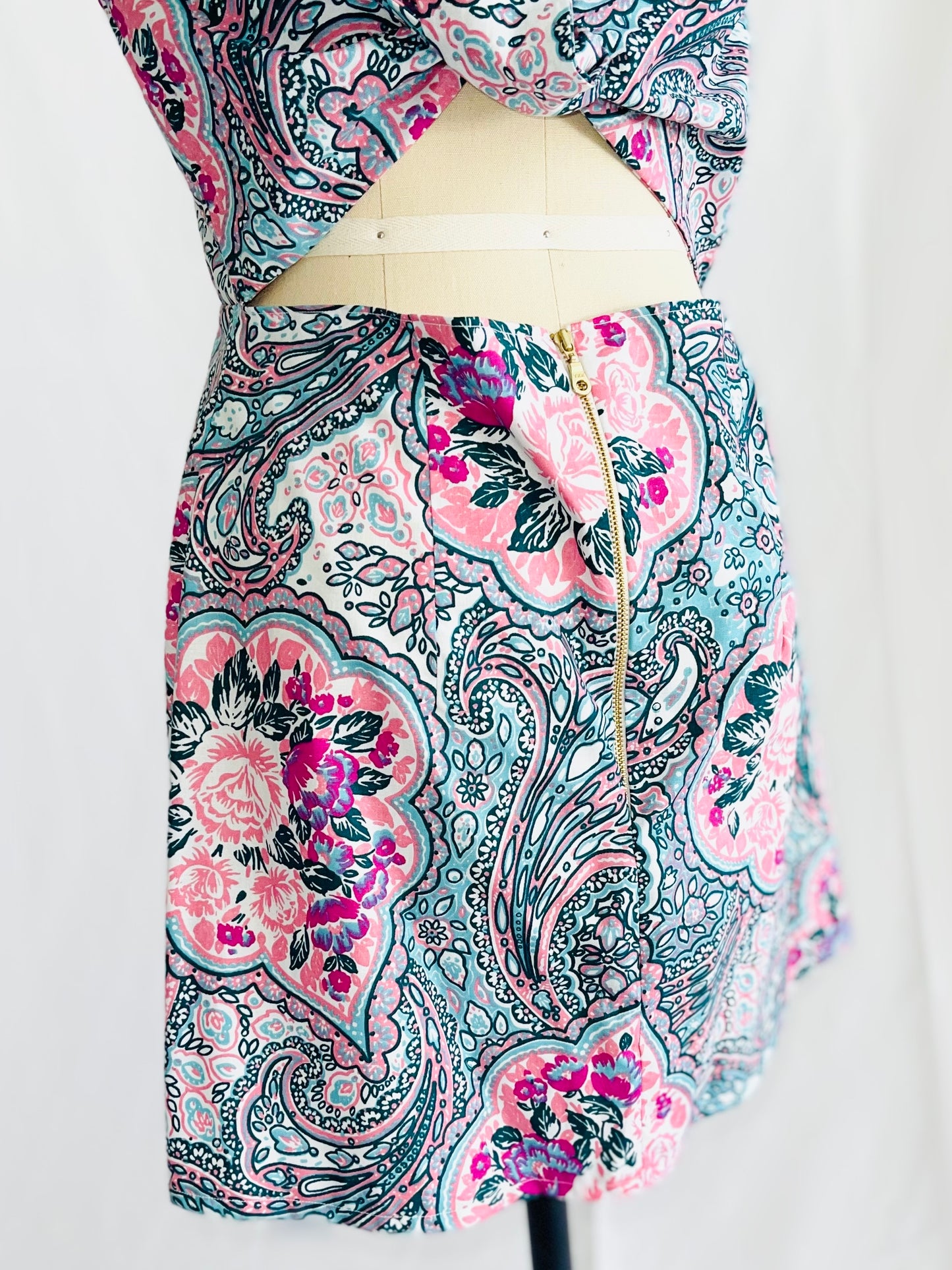 Paisley Swirl Apron Tie Back Dress