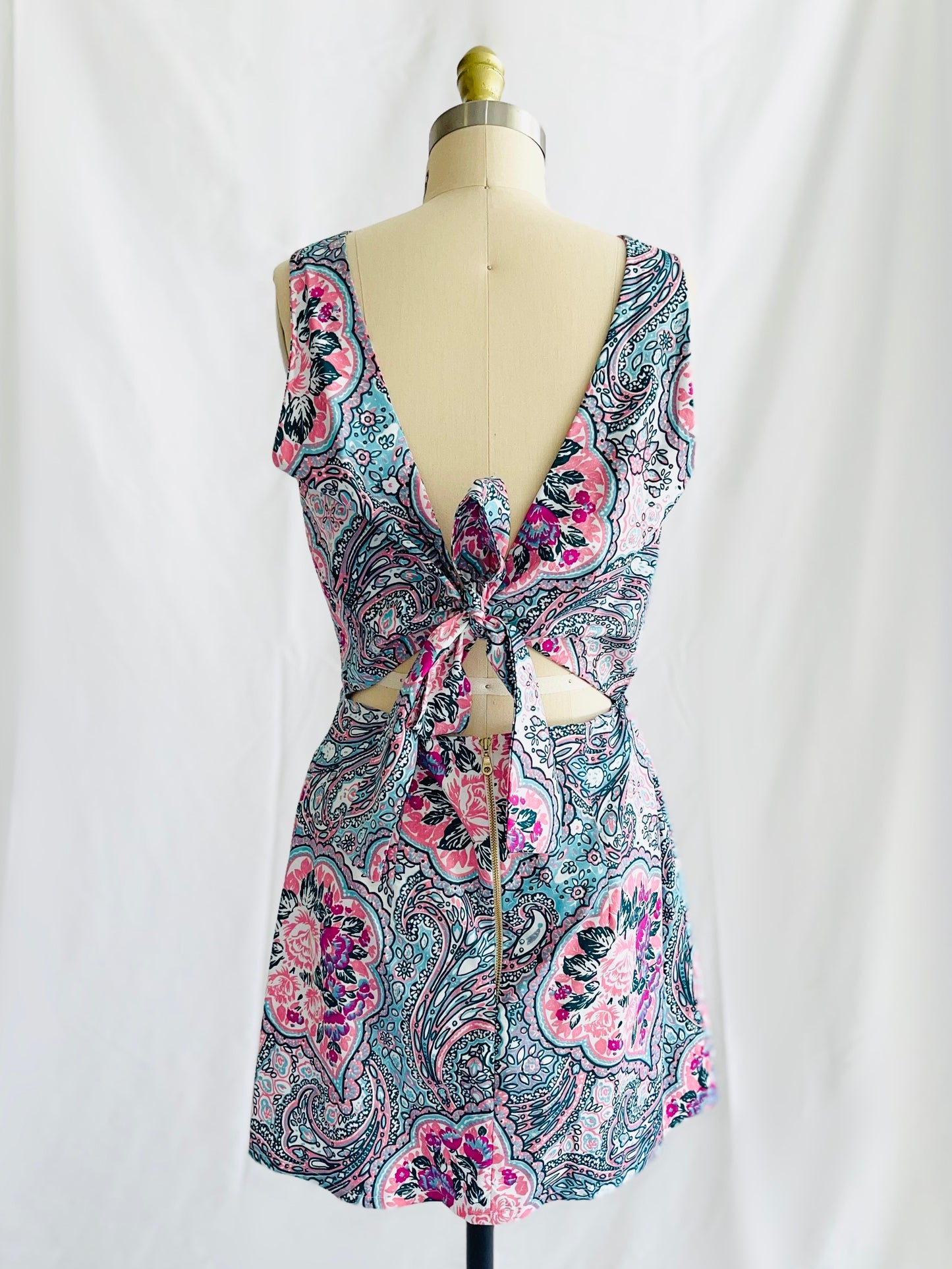 Paisley Swirl Apron Tie Back Dress