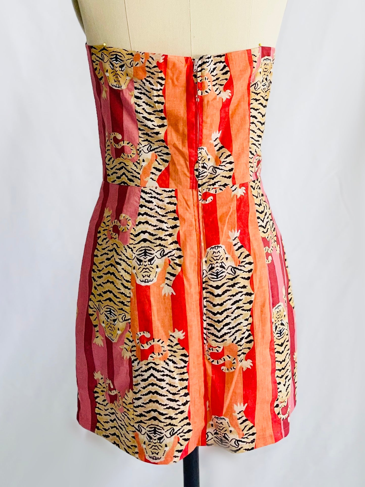 Tiger Color Block Strapless Mini Dress