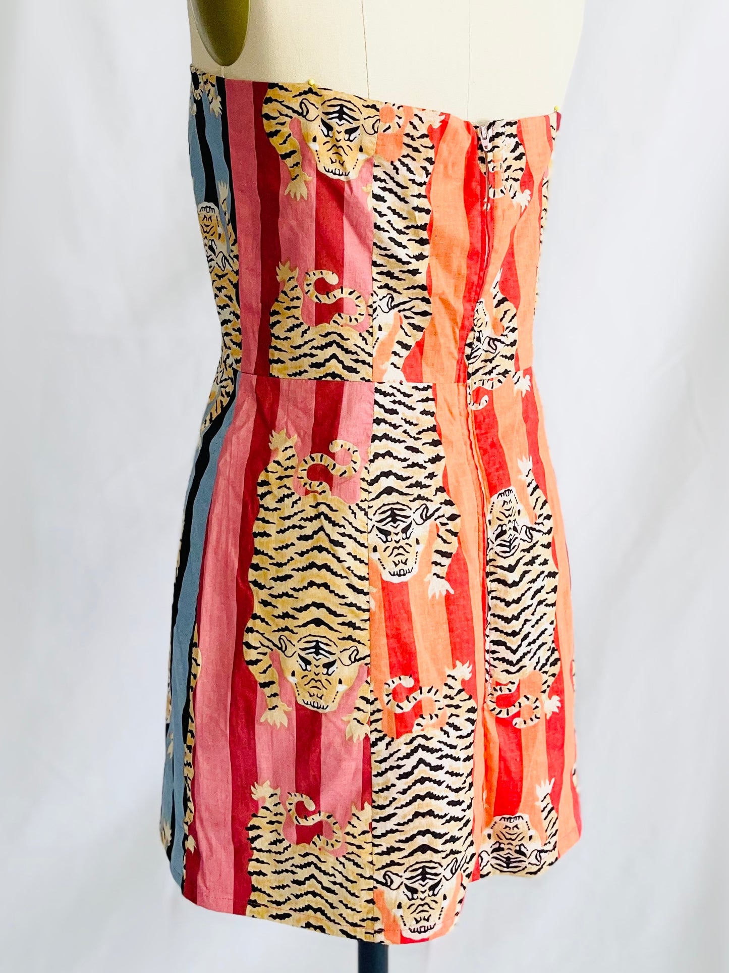 Tiger Color Block Strapless Mini Dress