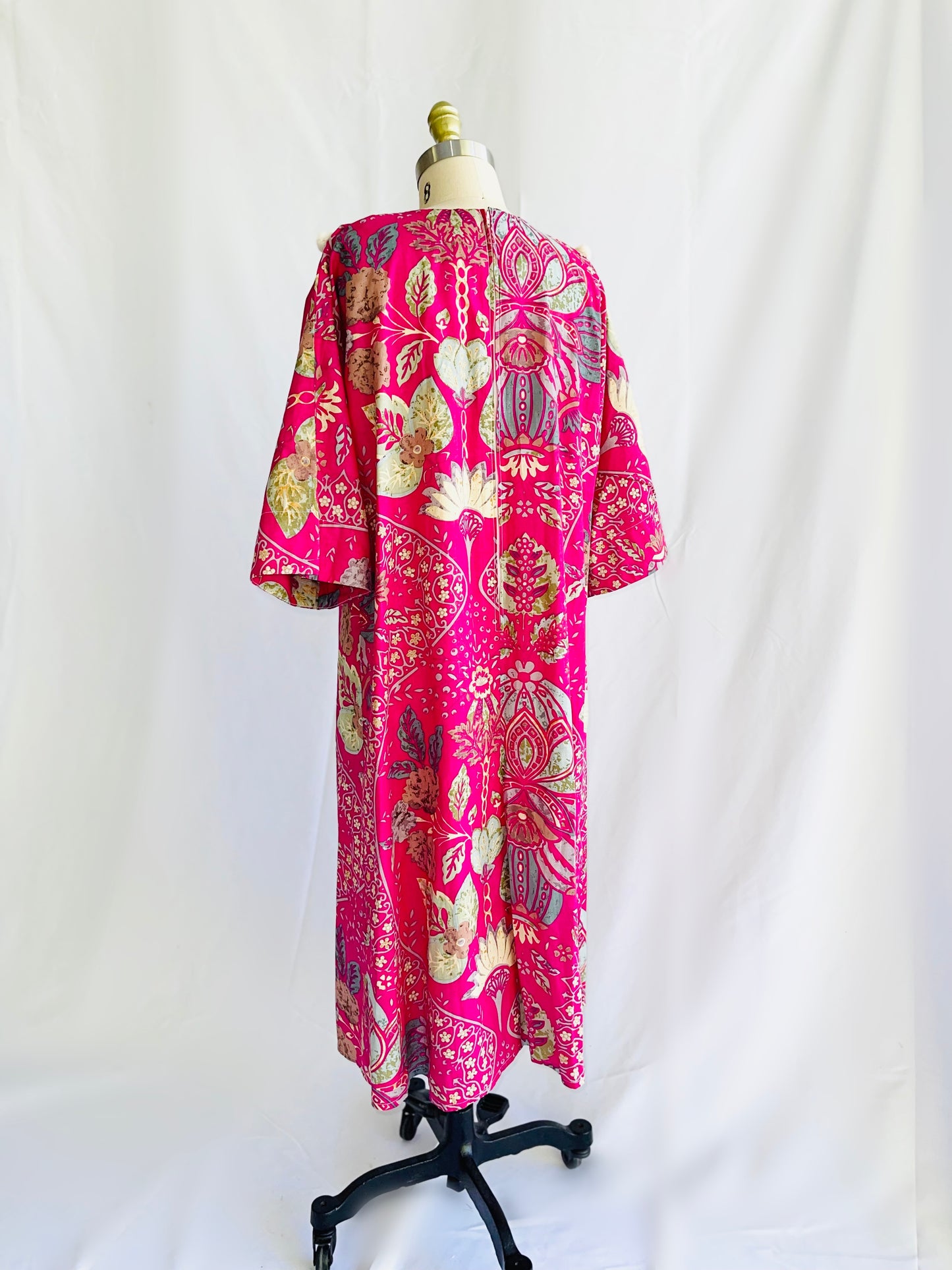 Block Print Tassel Caftan Dress