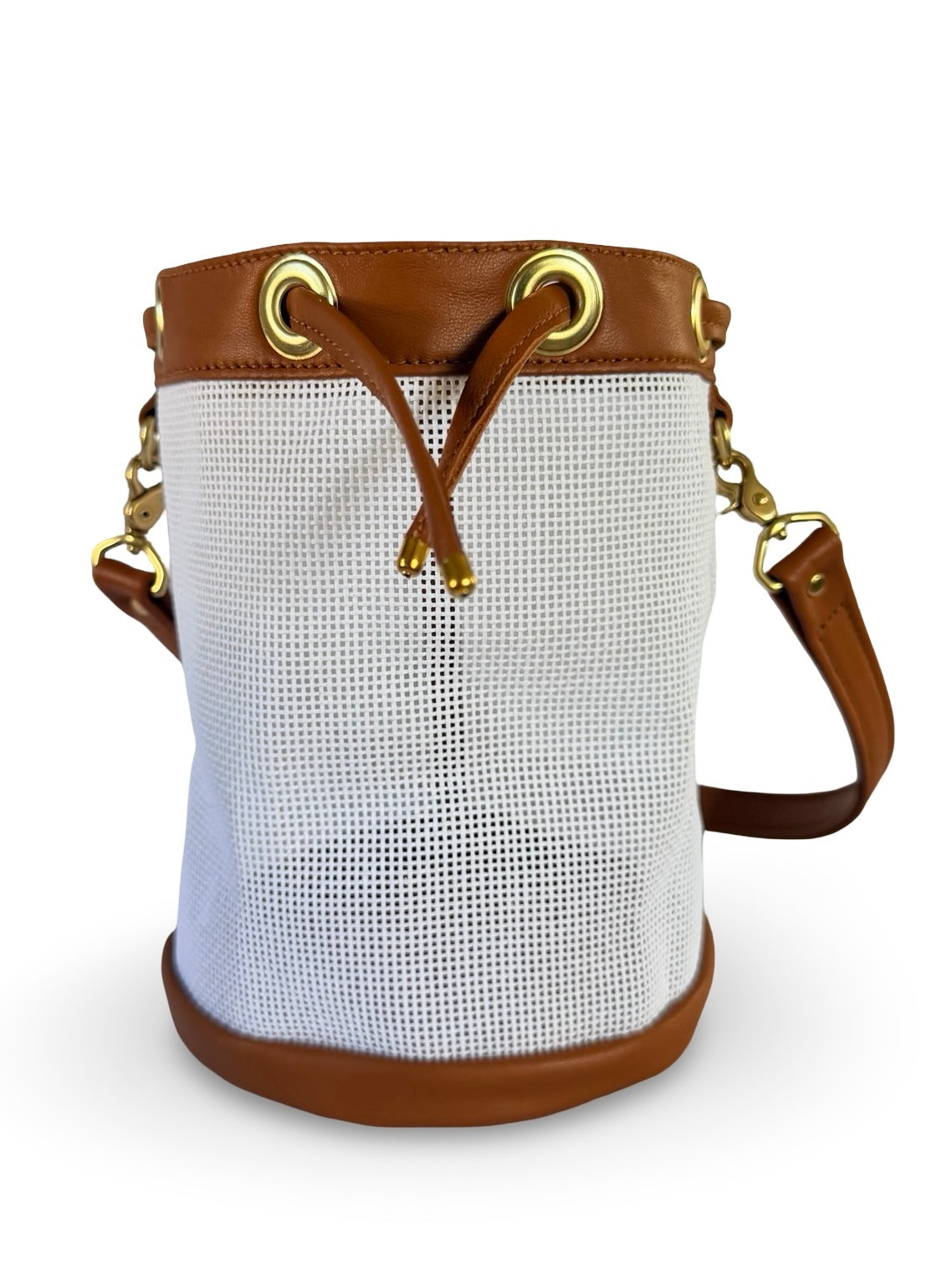 Mini Needlepoint Leather Bucket Bag Self Finishing