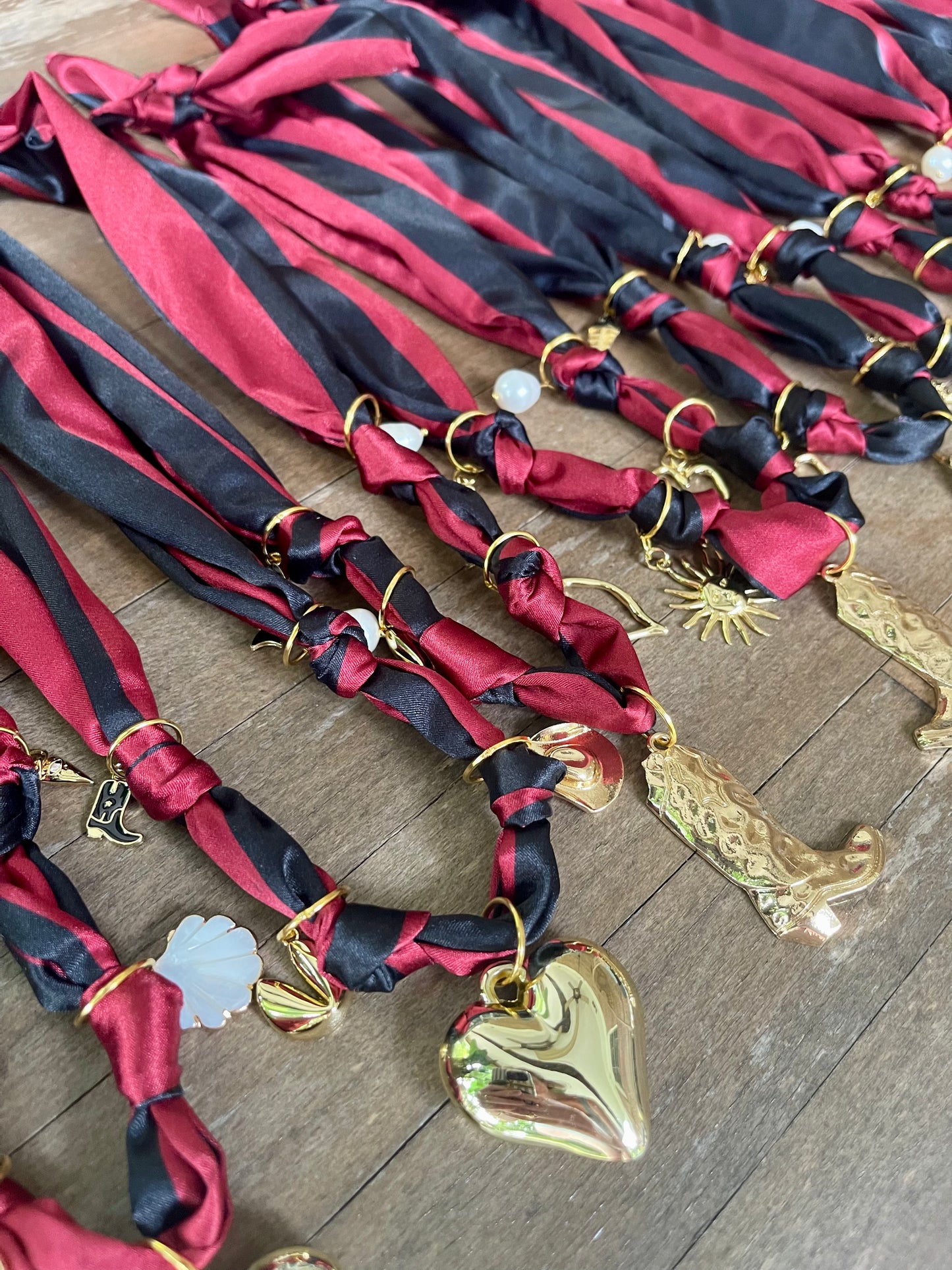Game Day Scarf Charm Necklace -Garnet & Black