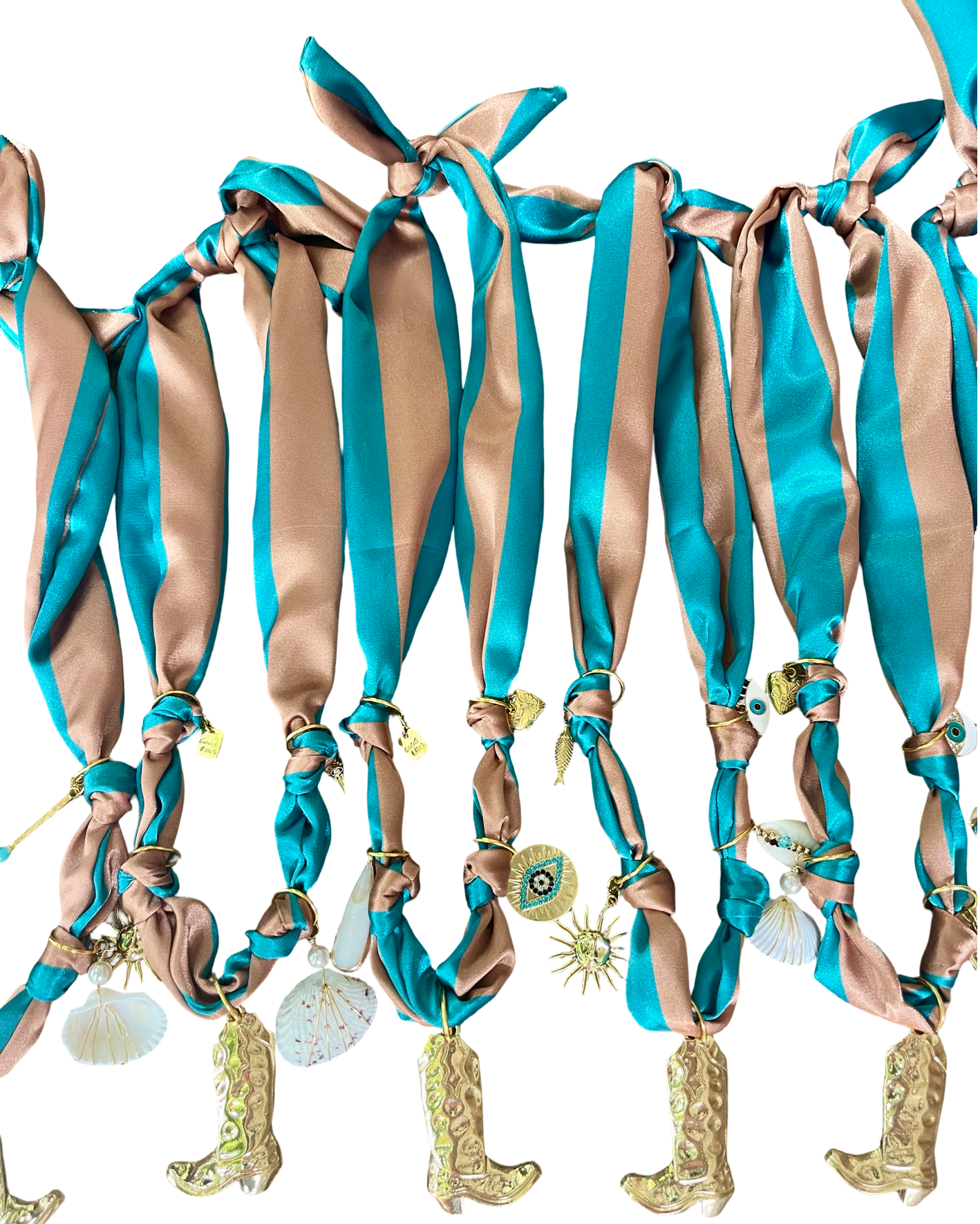 Game Day Scarf Charm Necklace -Teal & Bronze