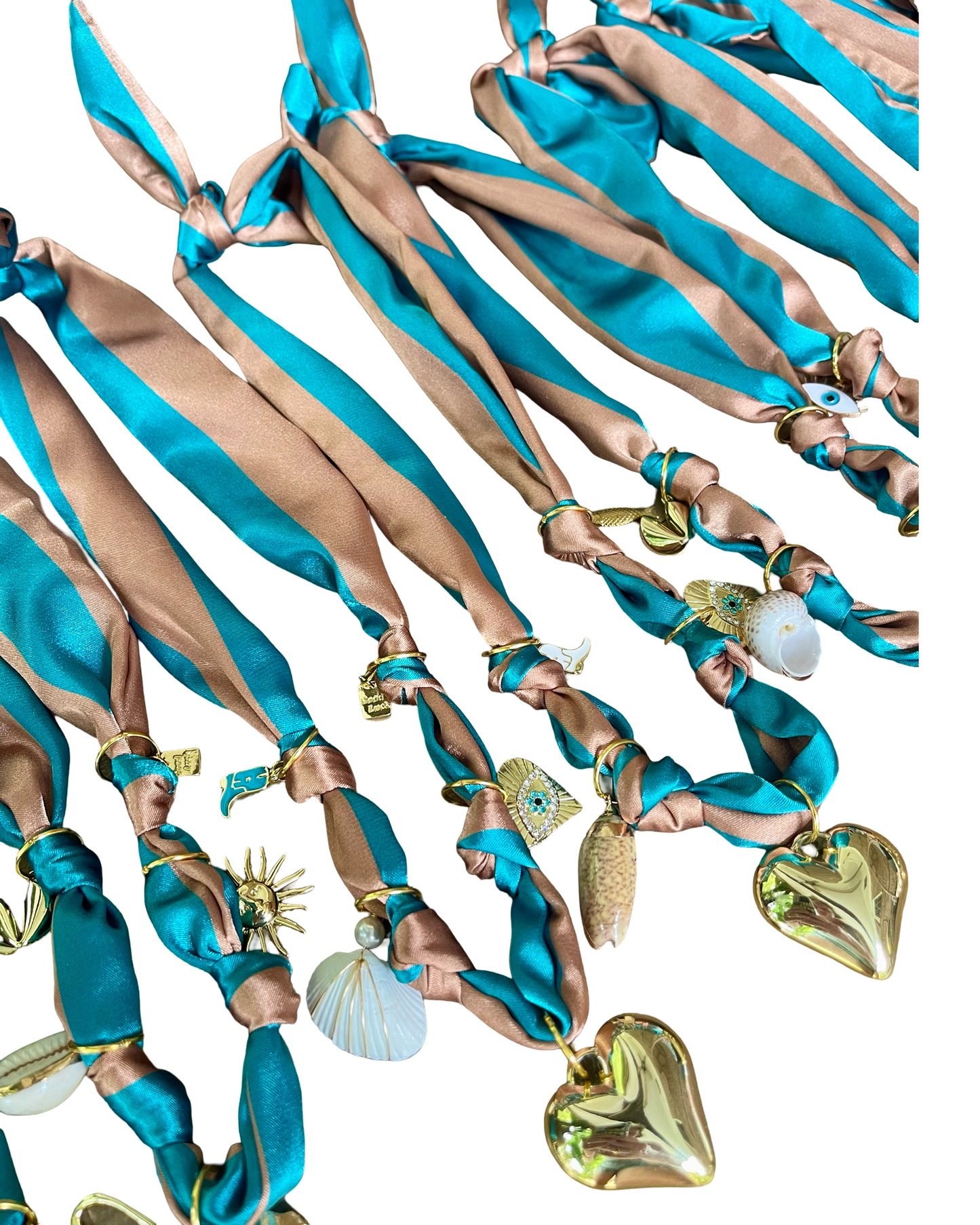 Game Day Scarf Charm Necklace -Teal & Bronze