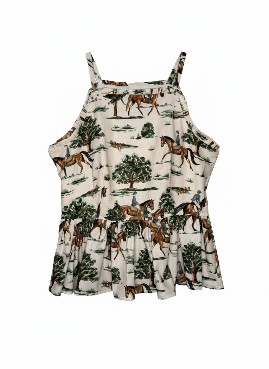Moira Flounce Peplum Top in Horse Girl