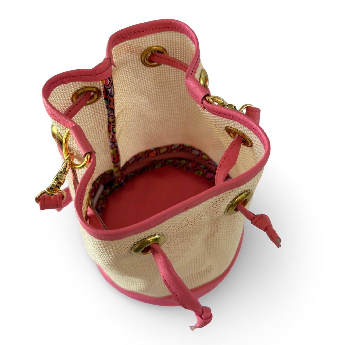 Mini Needlepoint Leather Bucket Bag Self Finishing