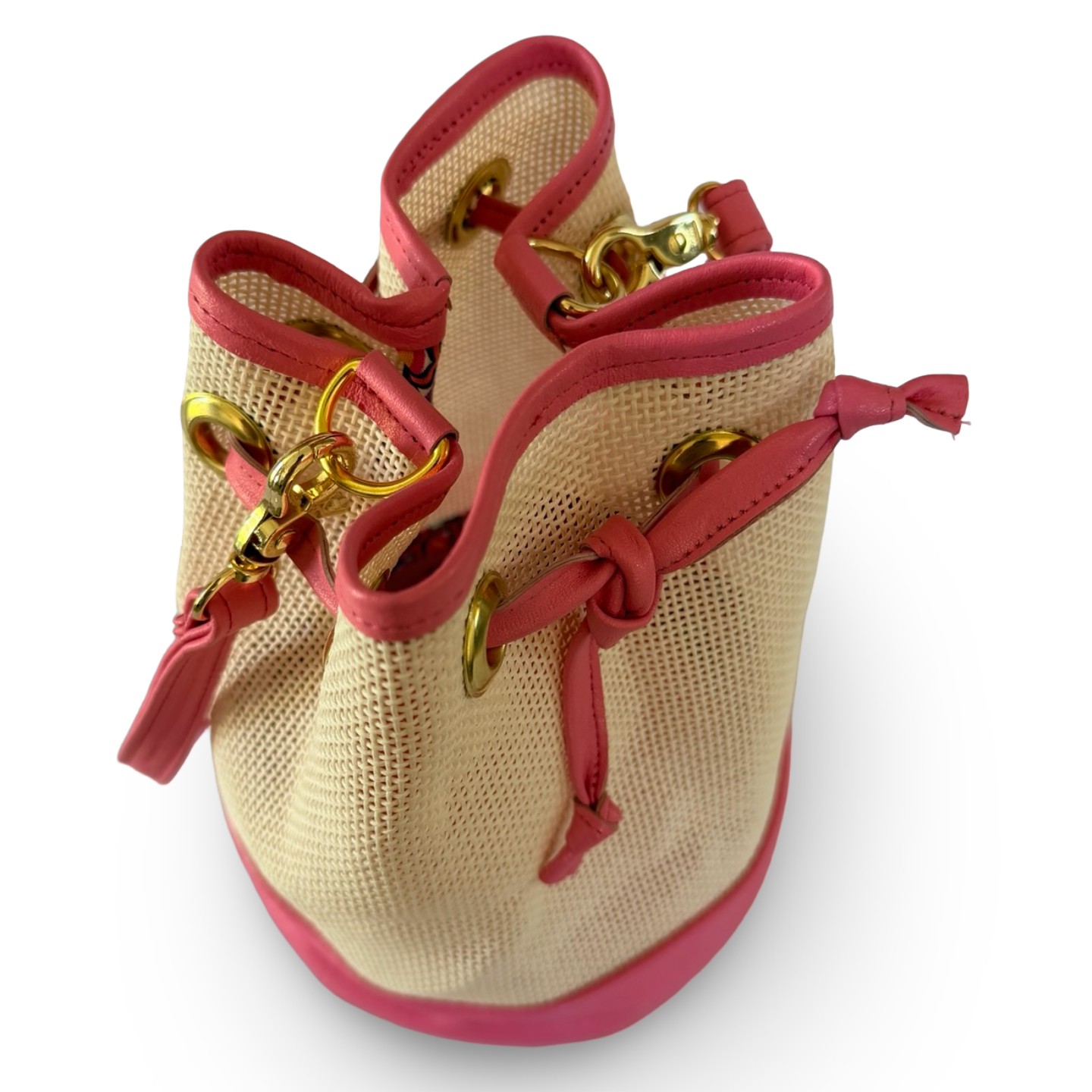 Mini Needlepoint Leather Bucket Bag Self Finishing