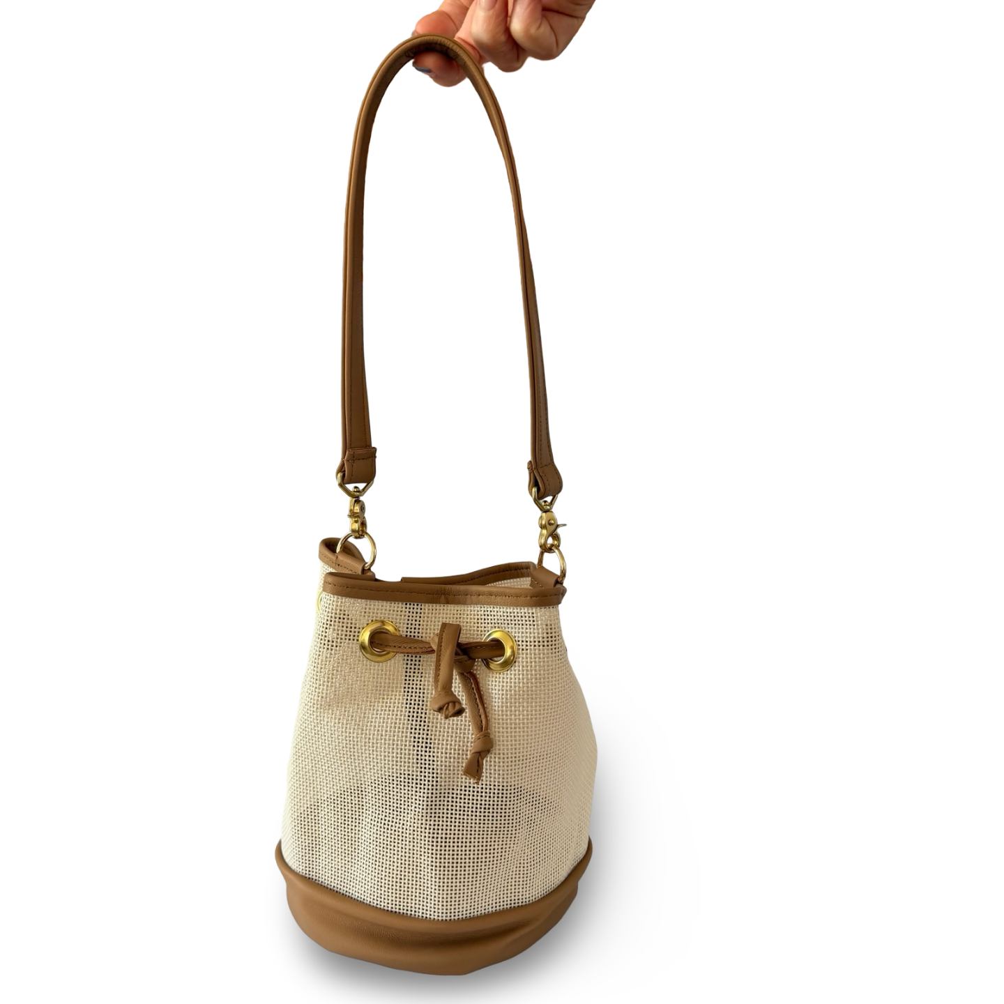 Mini Needlepoint Leather Bucket Bag Self Finishing