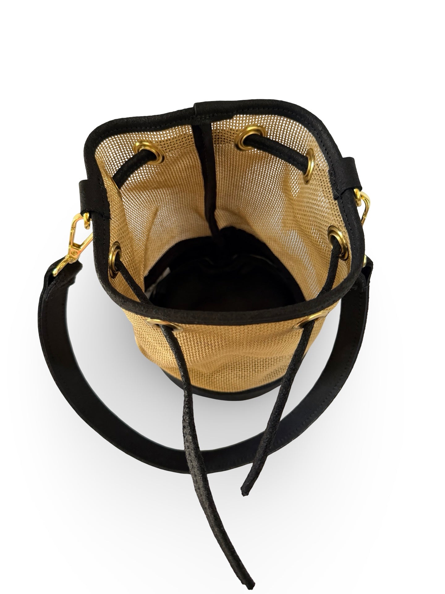 Mini Needlepoint Leather Bucket Bag Self Finishing