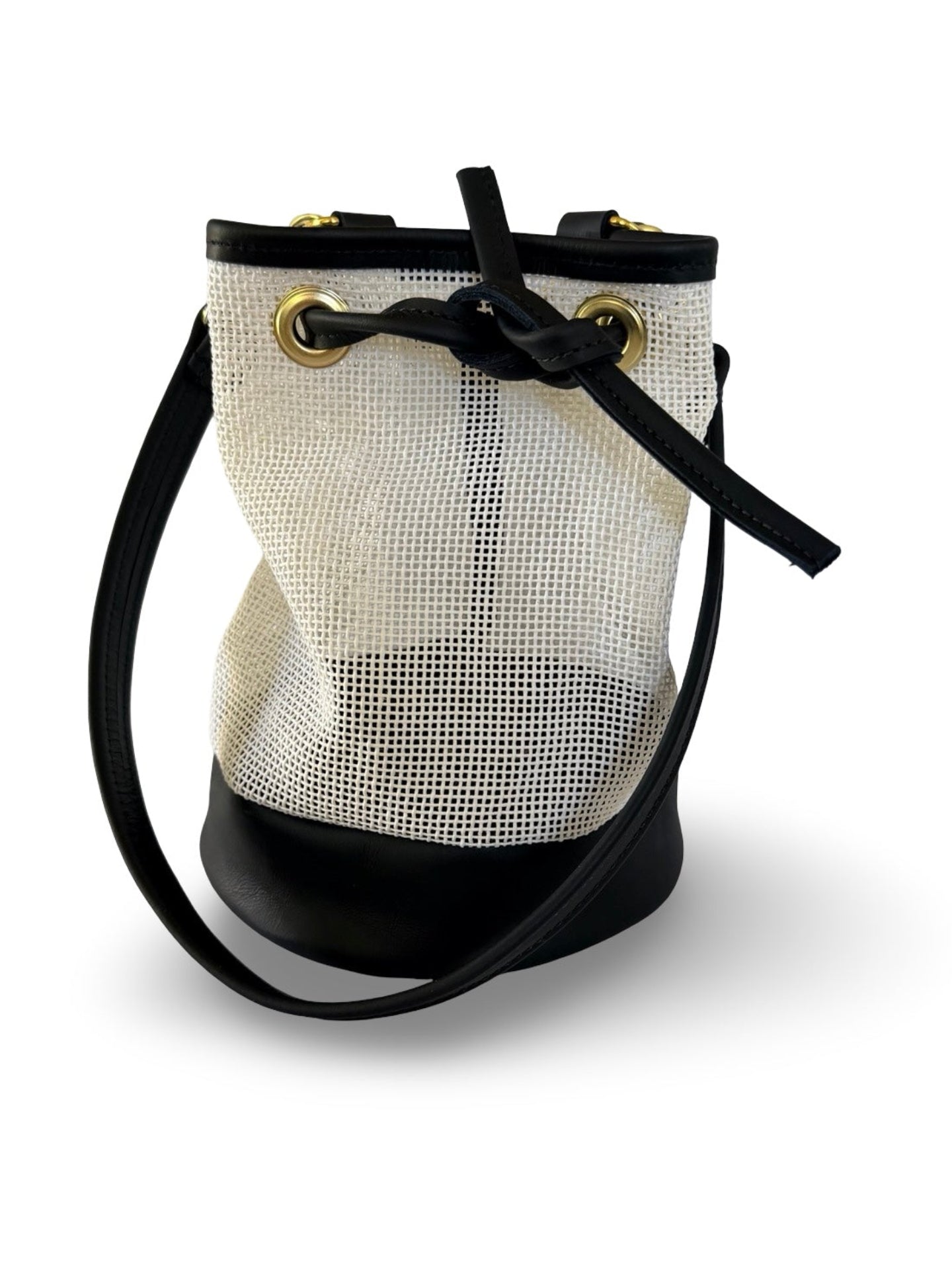 Mini Needlepoint Leather Bucket Bag Self Finishing