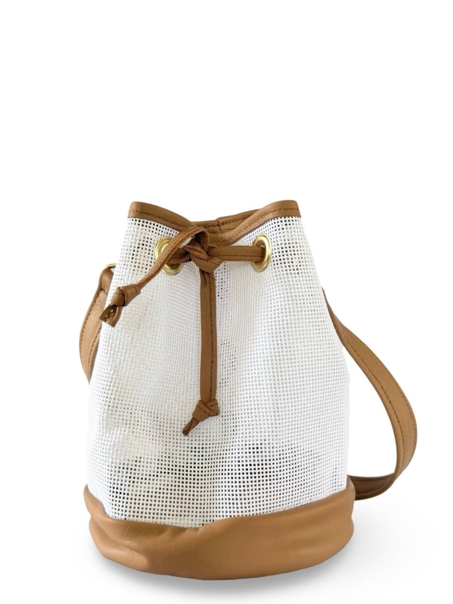 Mini Needlepoint Leather Bucket Bag Self Finishing