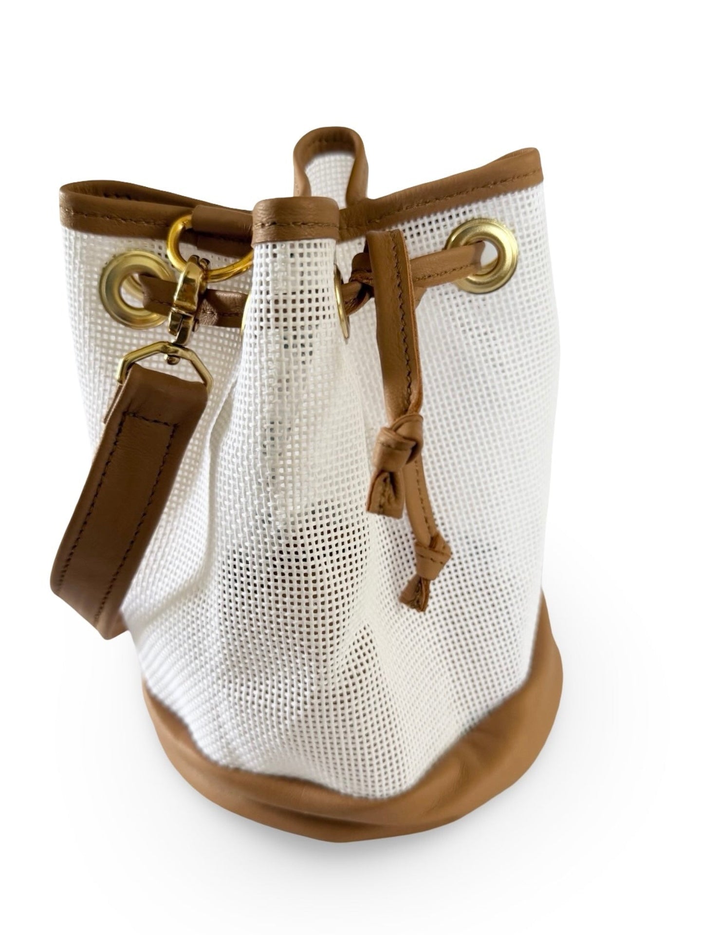 Mini Needlepoint Leather Bucket Bag Self Finishing