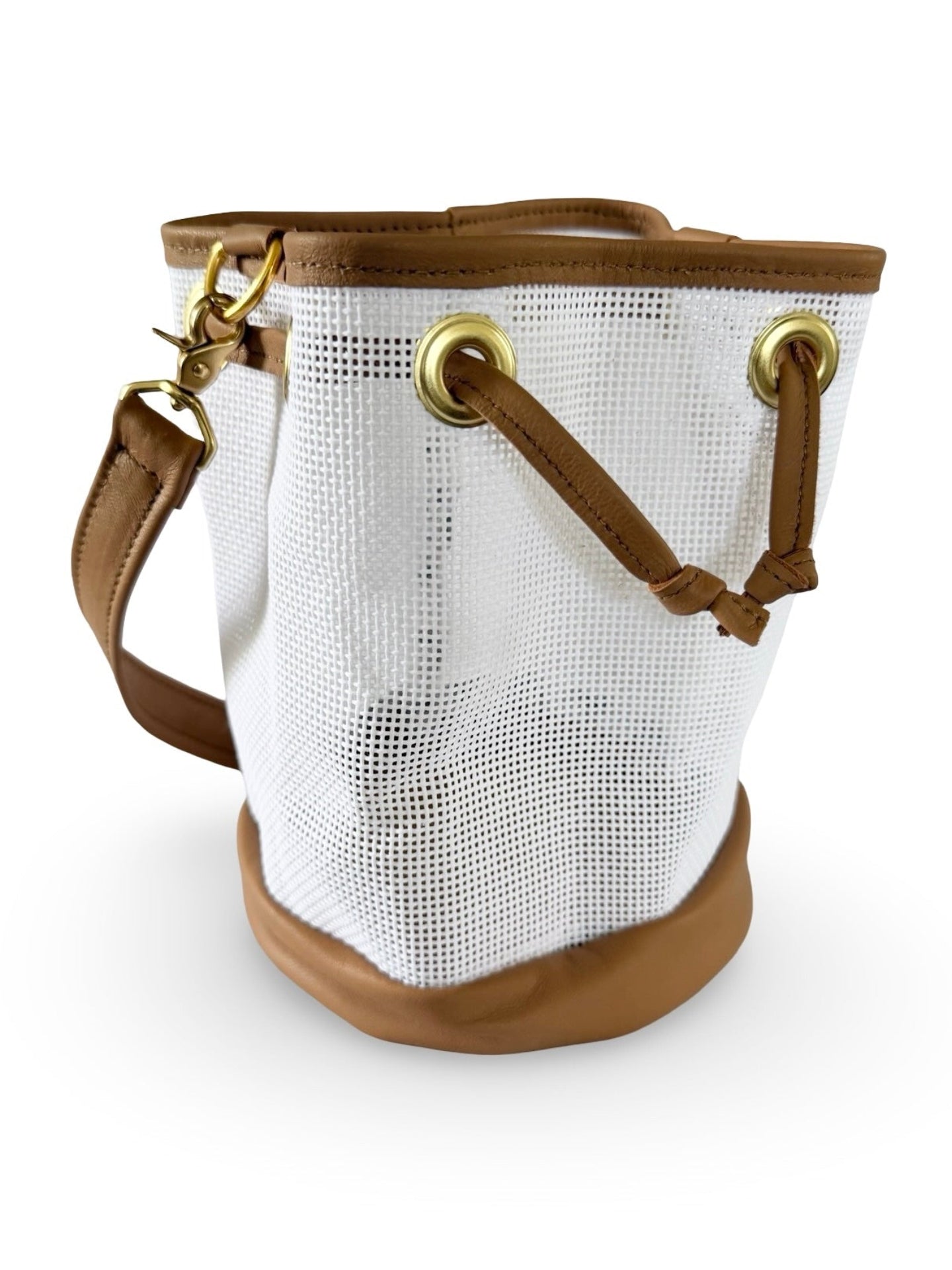 Mini Needlepoint Leather Bucket Bag Self Finishing