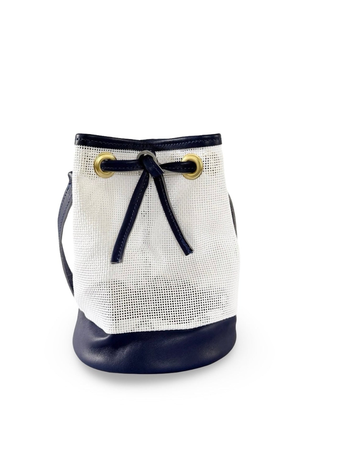 Mini Needlepoint Leather Bucket Bag Self Finishing