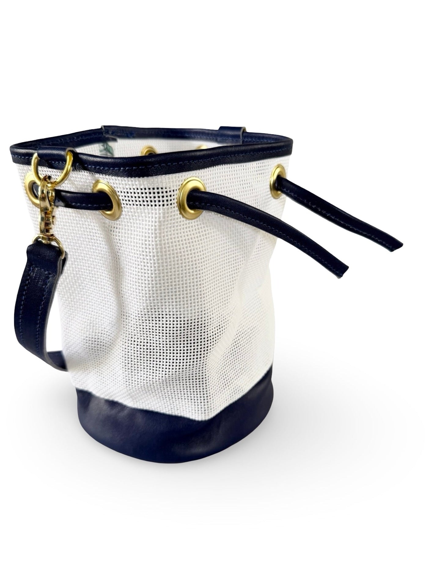 Mini Needlepoint Leather Bucket Bag Self Finishing