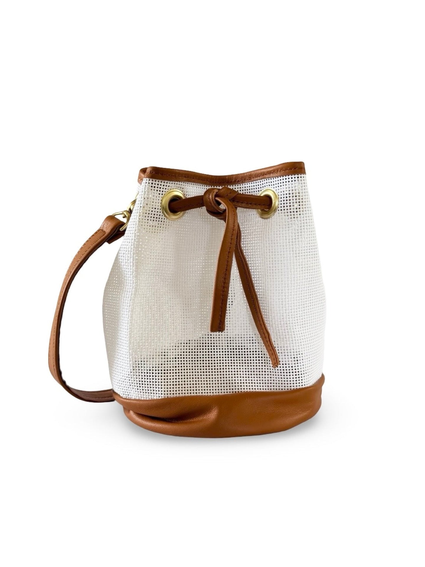 Mini Needlepoint Leather Bucket Bag Self Finishing