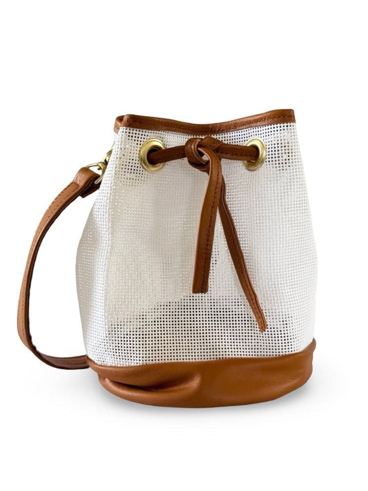 Mini Needlepoint Leather Bucket Bag Self Finishing