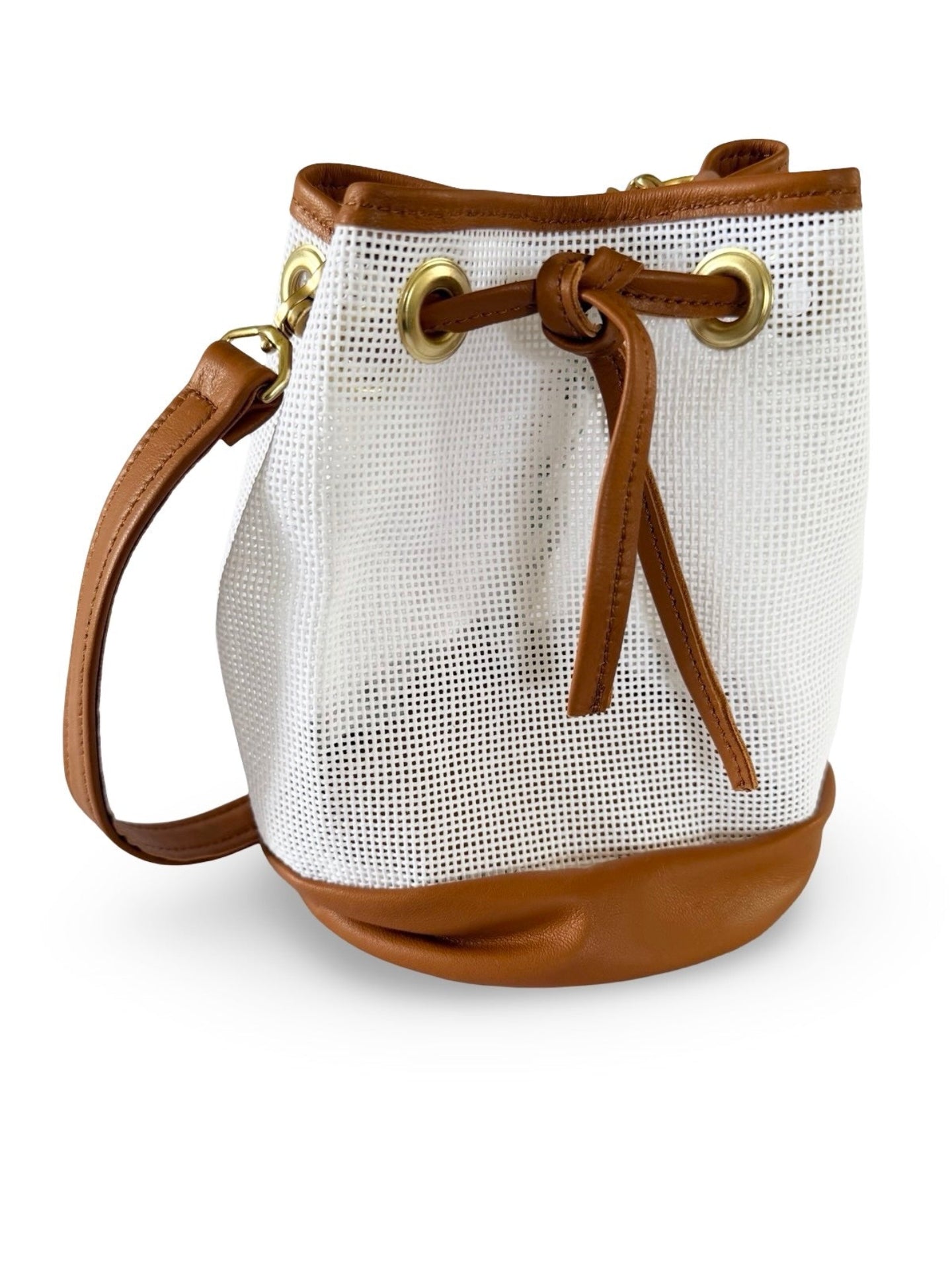Mini Needlepoint Leather Bucket Bag Self Finishing
