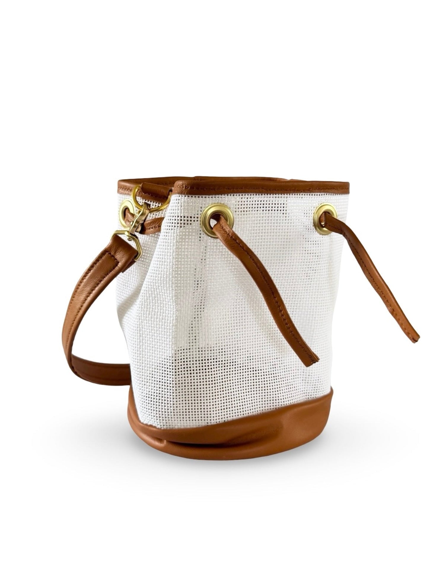 Mini Needlepoint Leather Bucket Bag Self Finishing