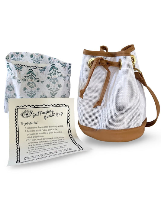 Mini Needlepoint Leather Bucket Bag Self Finishing