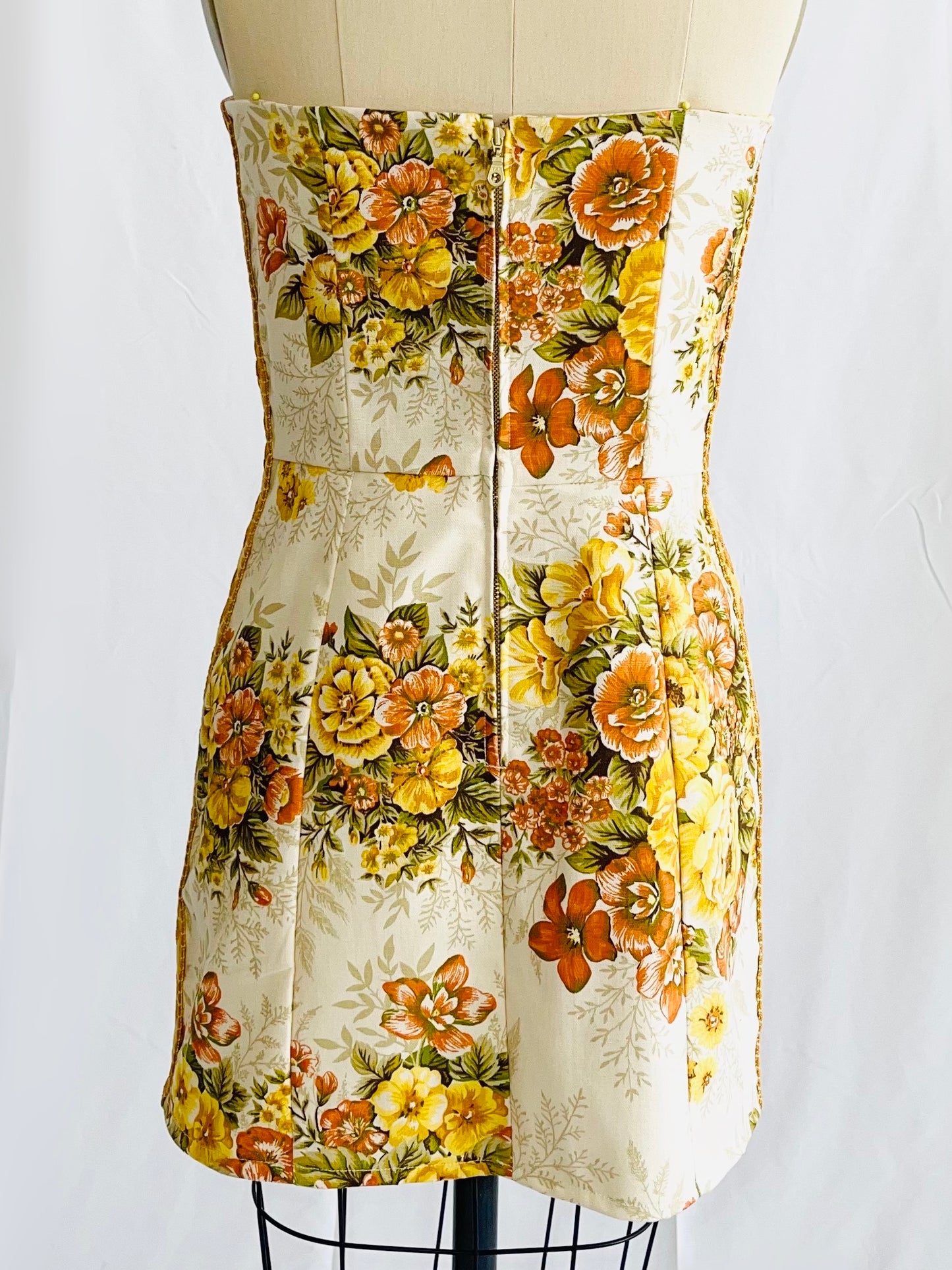 Retro Floral Tapestry Mini Dress