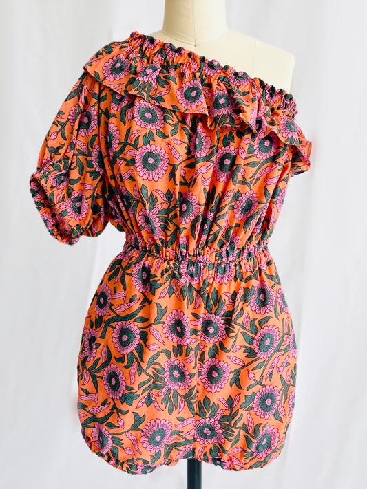 One Shoulder Ruffle Bubble Playsuit
