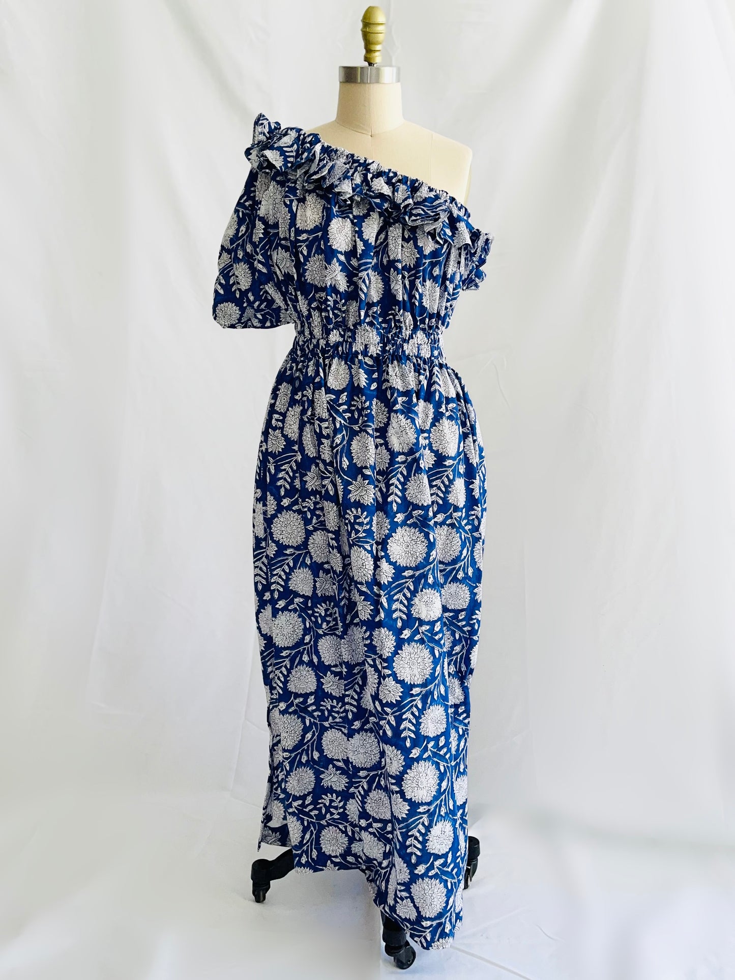 One Shoulder Ruffle Maxi Dress