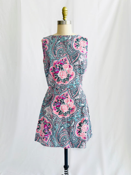 Paisley Swirl Apron Tie Back Dress