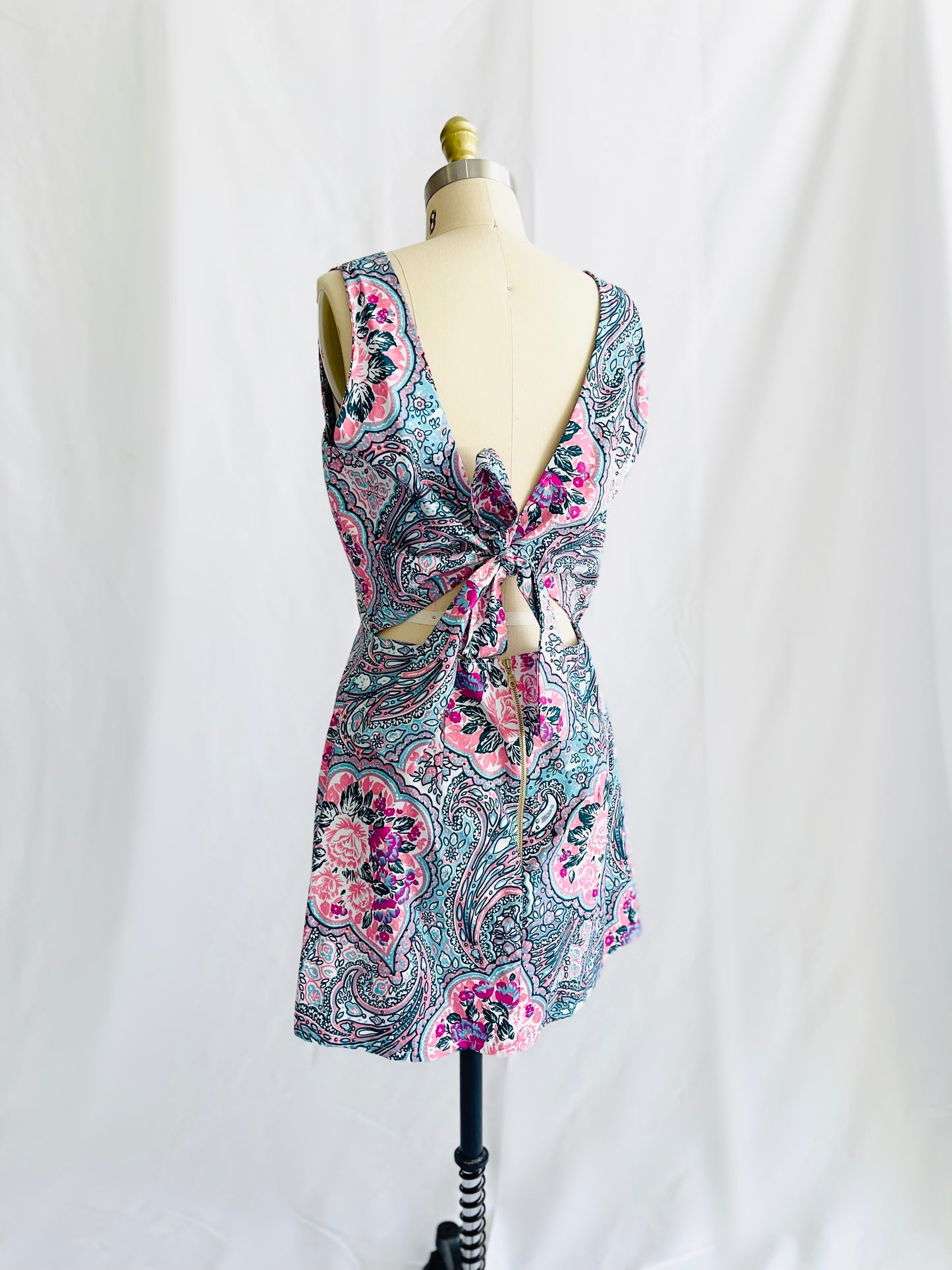 Paisley Swirl Apron Tie Back Dress