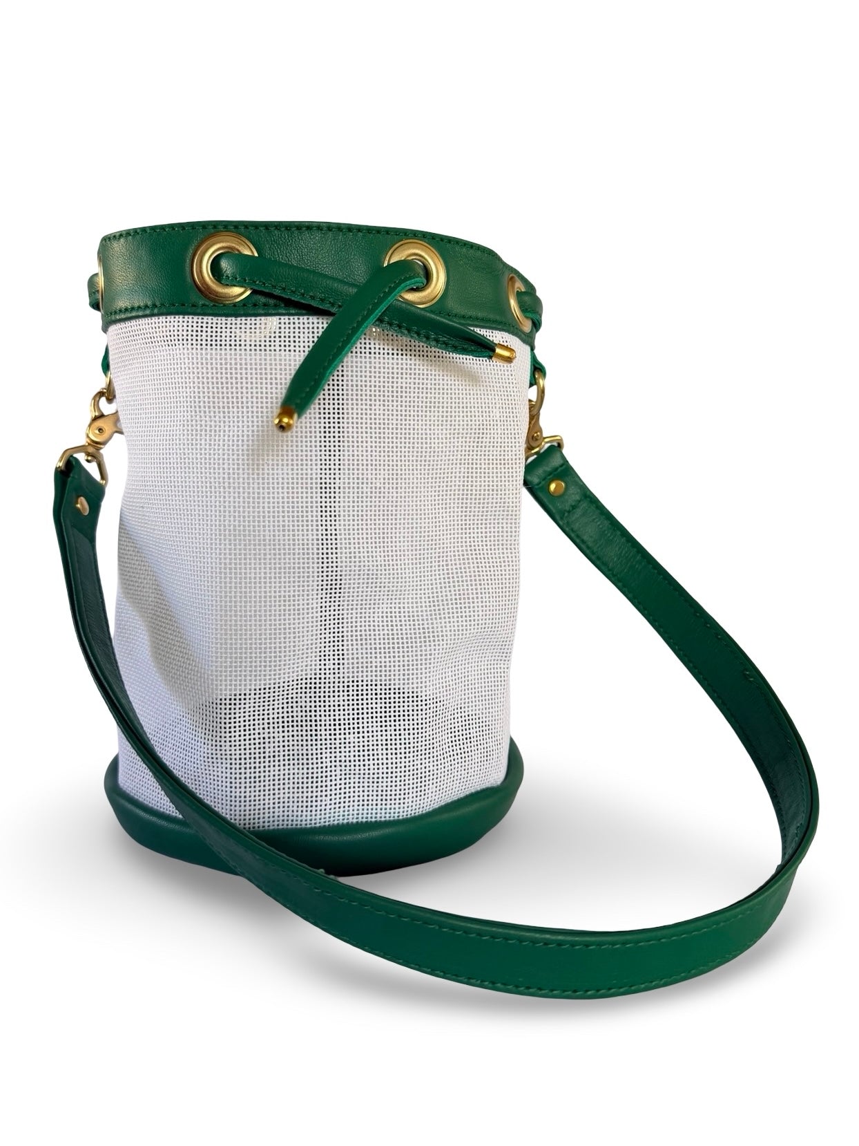 Mini Needlepoint Leather Bucket Bag Self Finishing