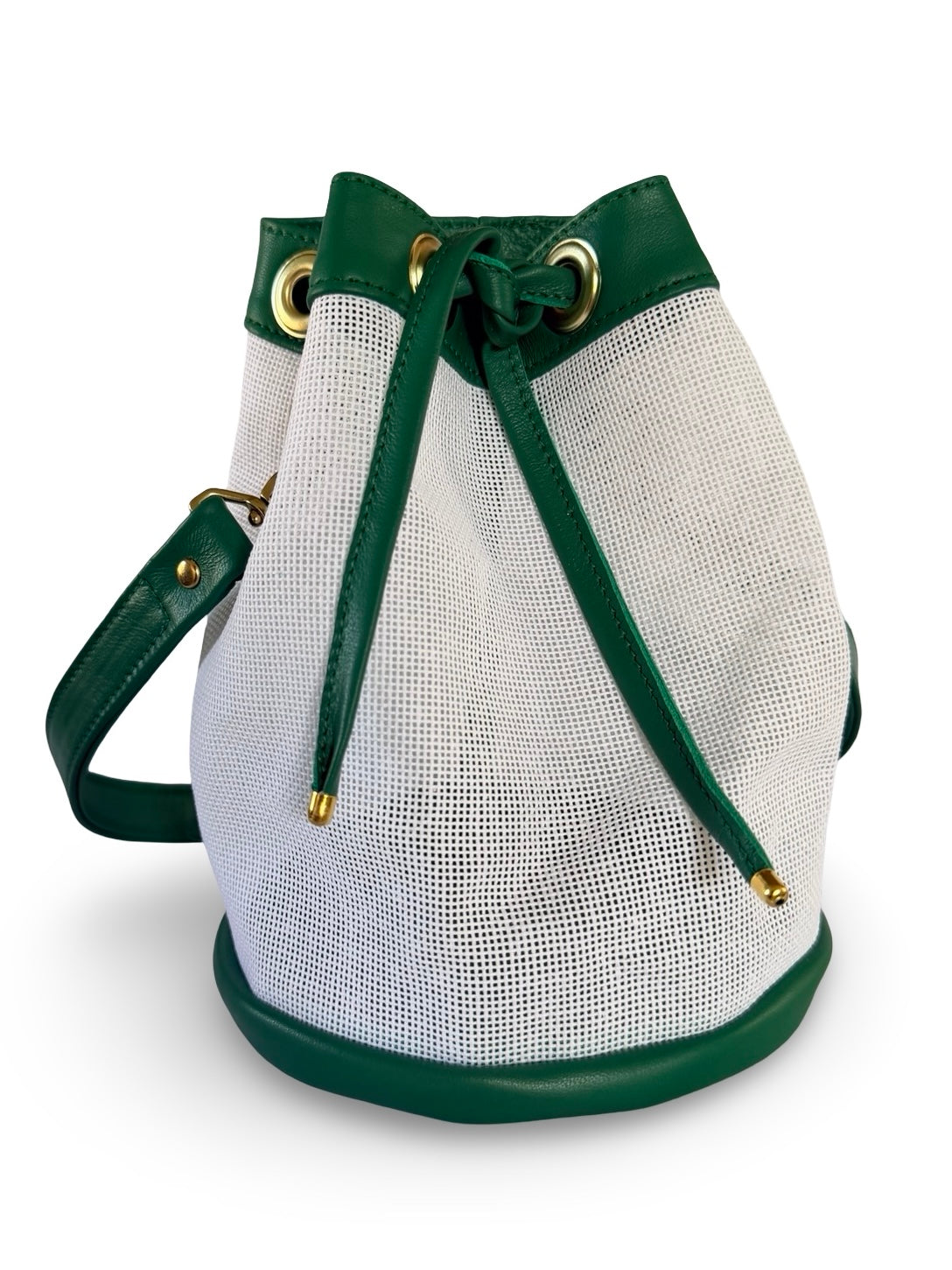 Mini Needlepoint Leather Bucket Bag Self Finishing