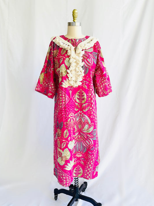 Block Print Tassel Caftan Dress