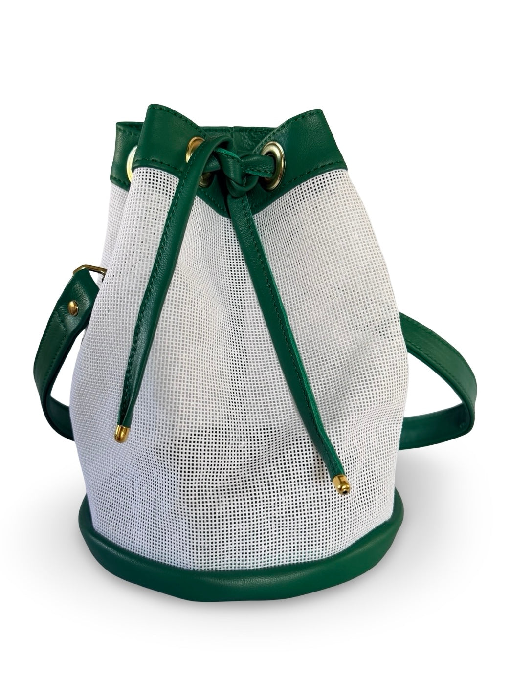 Mini Needlepoint Leather Bucket Bag Self Finishing