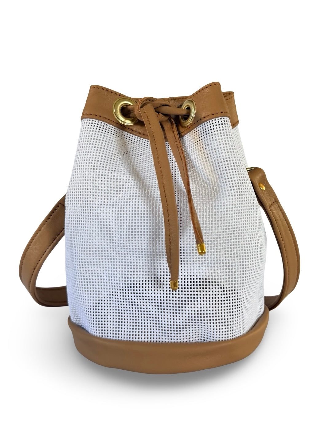 Mini Needlepoint Leather Bucket Bag Self Finishing