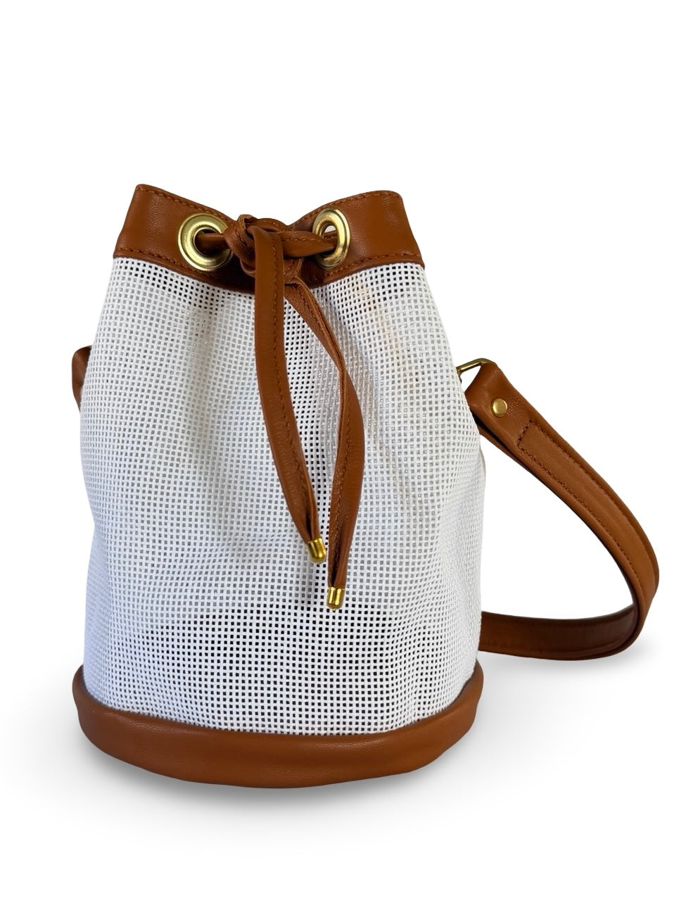 Mini Needlepoint Leather Bucket Bag Self Finishing