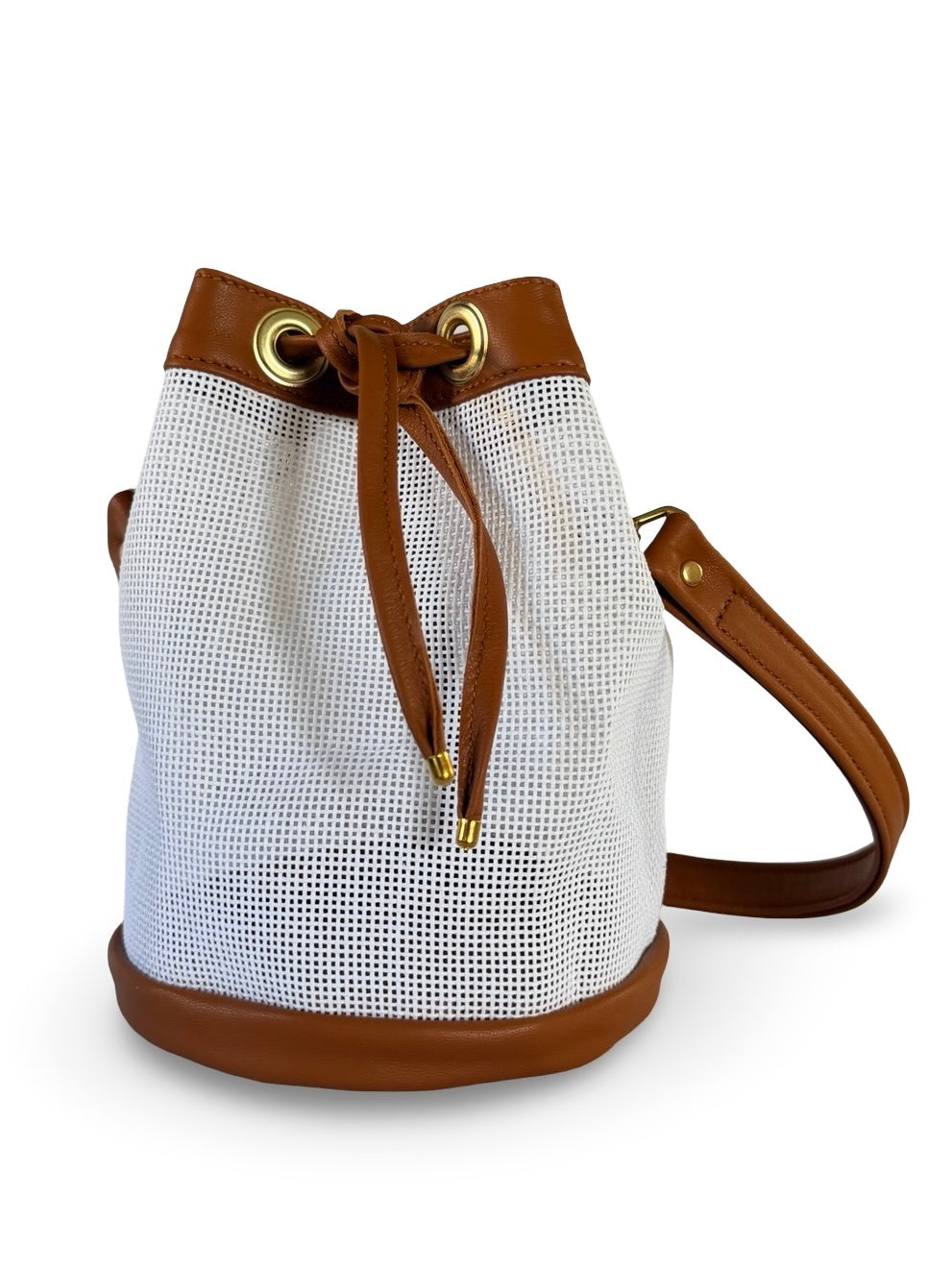 Mini Needlepoint Leather Bucket Bag Self Finishing