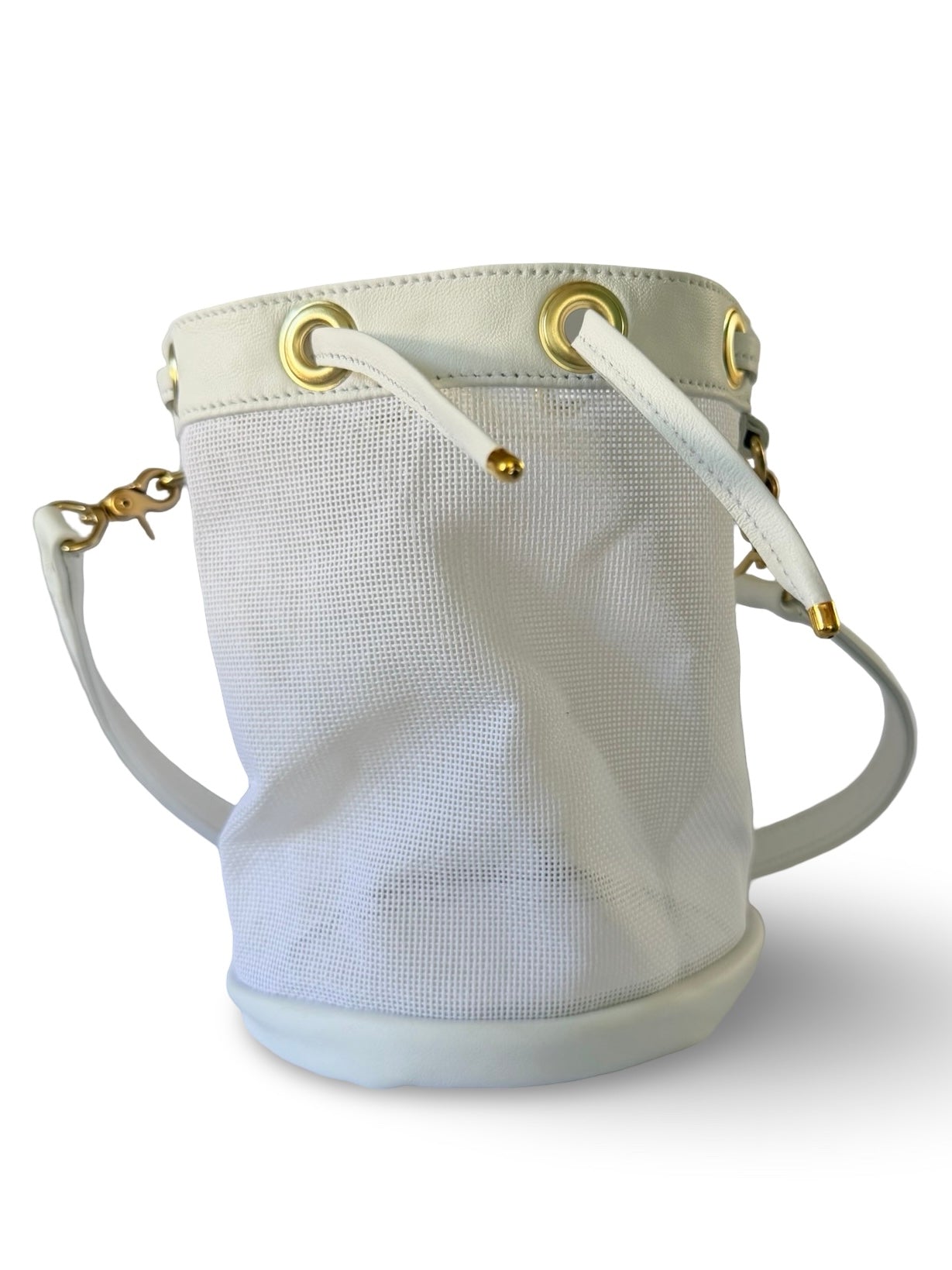 Mini Needlepoint Leather Bucket Bag Self Finishing