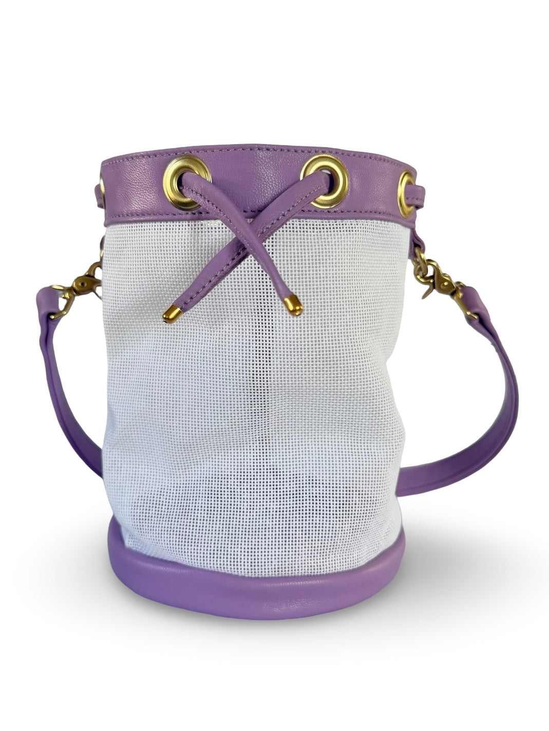 Mini Needlepoint Leather Bucket Bag Self Finishing