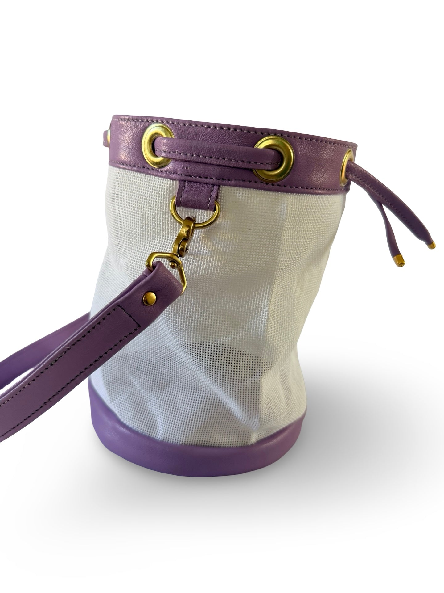 Mini Needlepoint Leather Bucket Bag Self Finishing