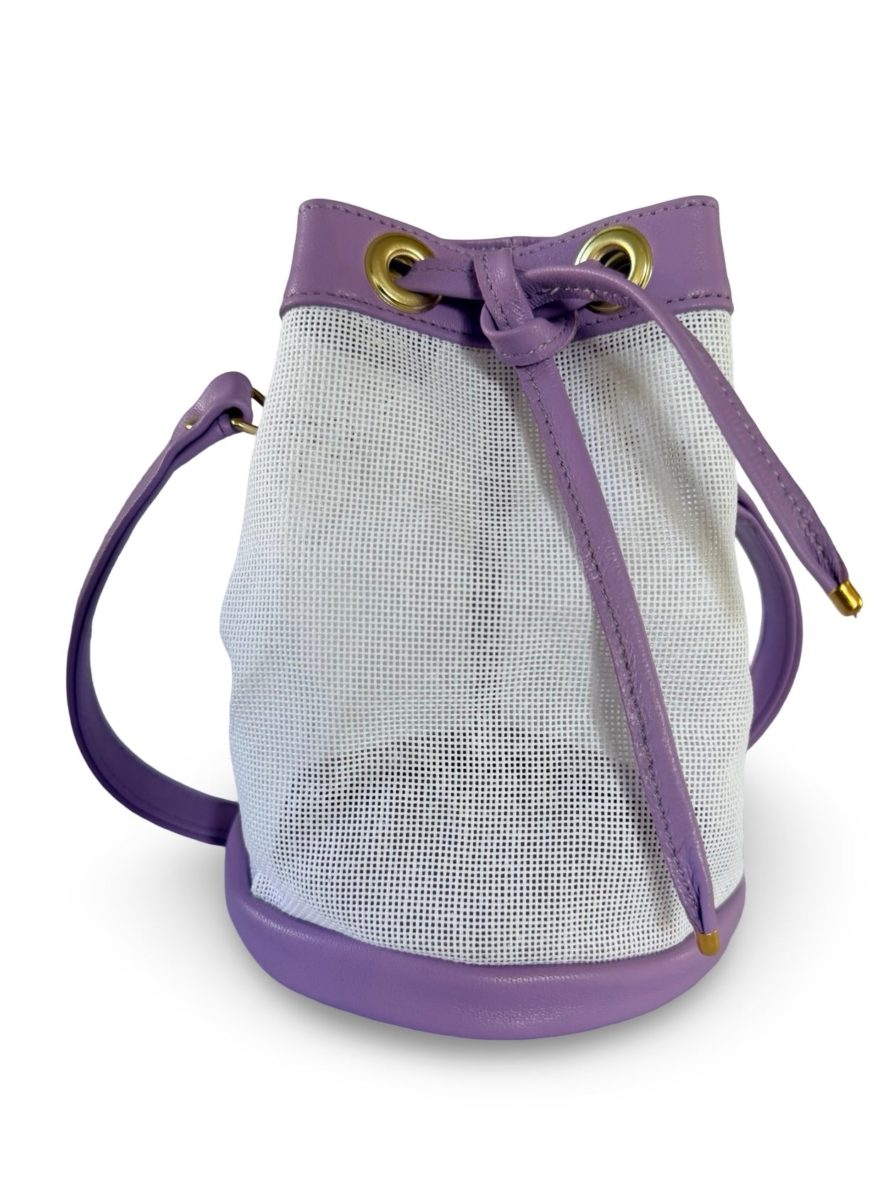 Mini Needlepoint Leather Bucket Bag Self Finishing