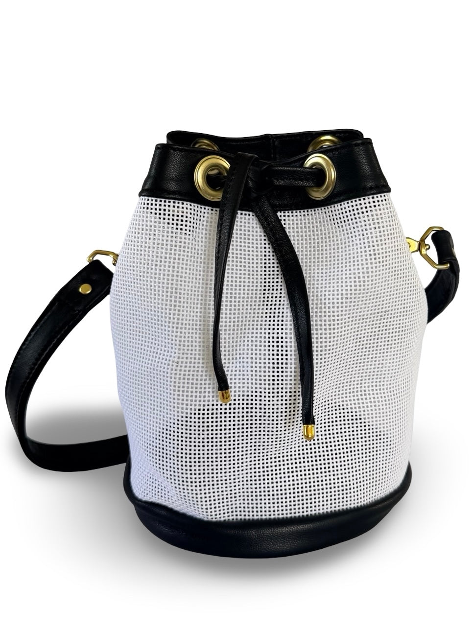 Mini Needlepoint Leather Bucket Bag Self Finishing