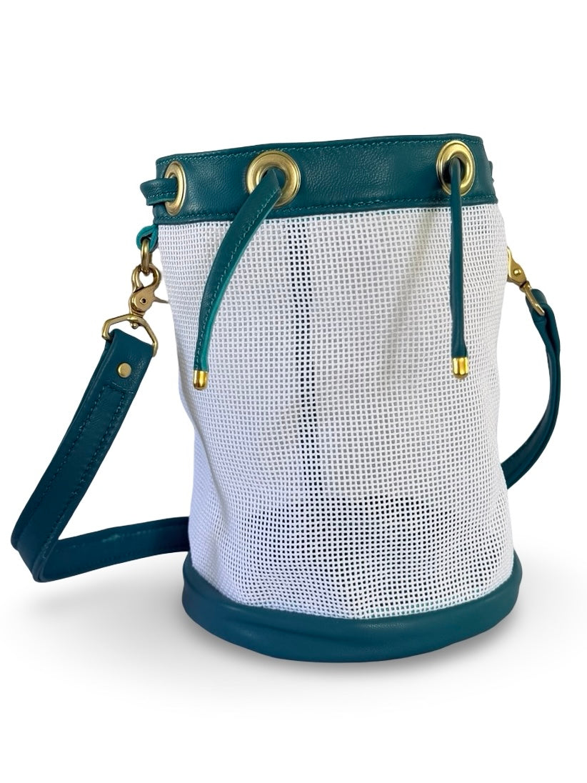 Mini Needlepoint Leather Bucket Bag Self Finishing