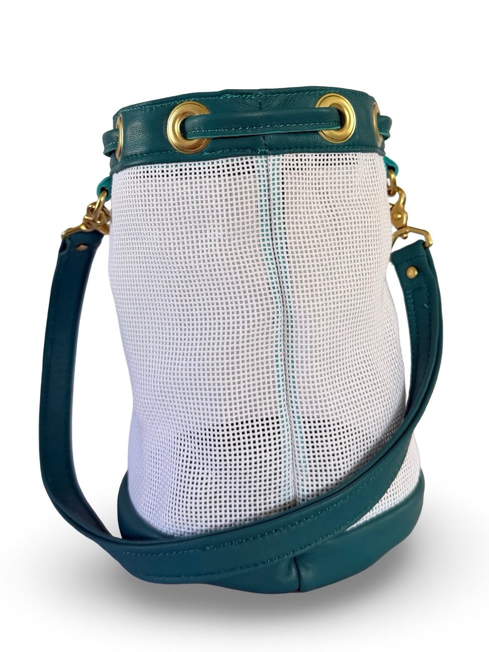 Mini Needlepoint Leather Bucket Bag Self Finishing