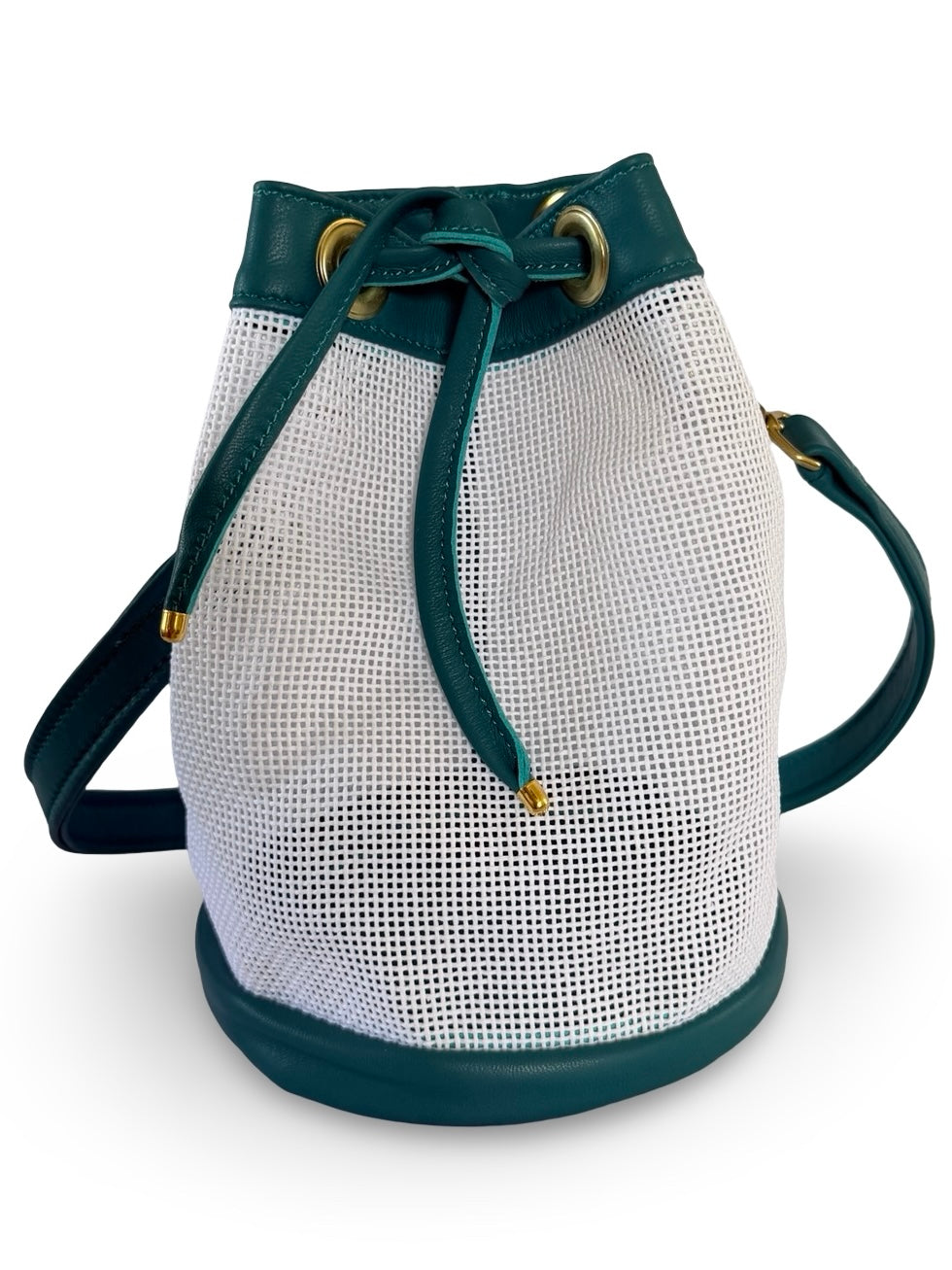 Mini Needlepoint Leather Bucket Bag Self Finishing